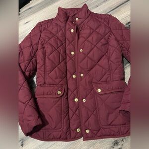 J. Crew Burgundy Quilted Puffer Jacket